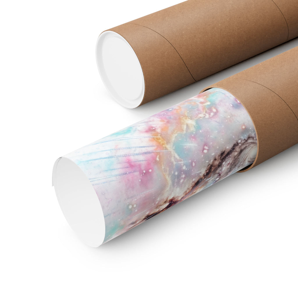 Galaxy Watercolor Poster — Pastel Spiral Matte Vertical Art Print